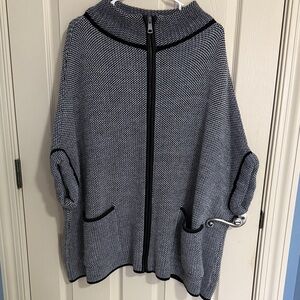 Mixit Black and Gray Knit Poncho